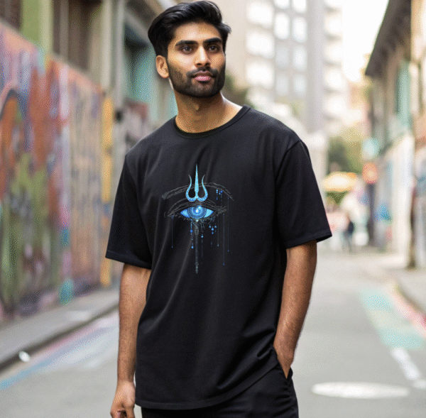 "Shiva’s Trishul Cosmic Energy" Oversized  T-Shirt - Image 2