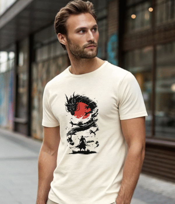 “Sumi-e Samurai Dragon" T-Shirt - Image 4