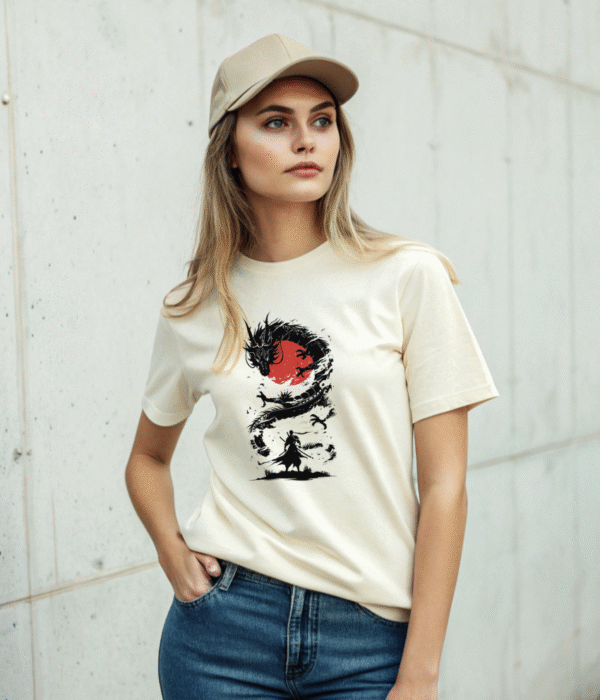 “Sumi-e Samurai Dragon" T-Shirt - Image 3