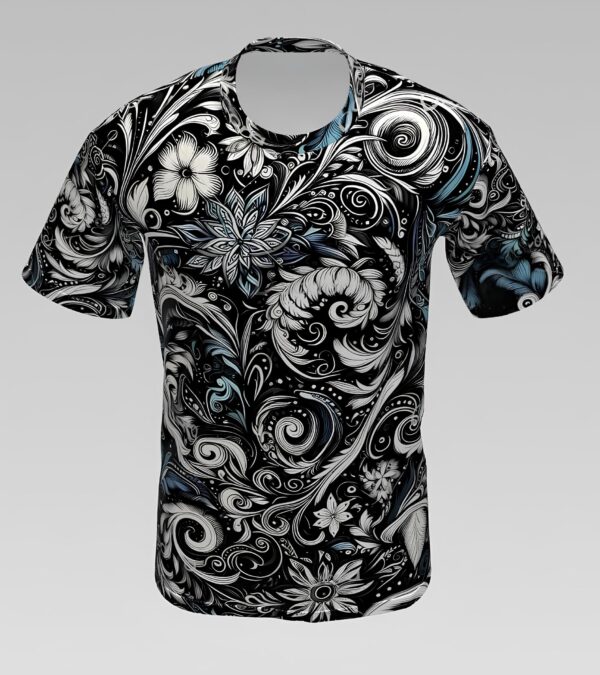 "Black & White Floral Swirl" All-Over Print(AOP) T-Shirt