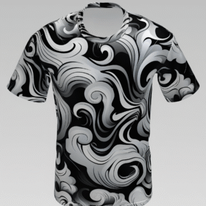 "Black & Silver Swirl Abstract" All Over Print(AOP) T-Shirt