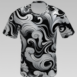 Monochrome Swirl Abstract All-Over Print T-Shirt
