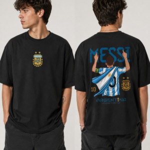 Messi Argentina Oversized Graphic T-Shirt – Champion Edition