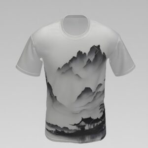 Serene Ink Mountain Landscape(AOP) T-Shirt